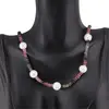 Colier Turmalina multicolora discuri fatetate 4mm si Perle de cultura 10mm, imagine 3