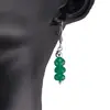 Set cercei cu agatatoare si pandantiv Agat verde discuri fatetate, 6-7mm, imagine 2