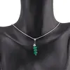 Set cercei cu agatatoare si pandantiv Agat verde discuri fatetate, 6-7mm, imagine 3