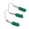Set cercei cu agatatoare si pandantiv Agat verde discuri fatetate, 6-7mm