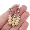 Set cercei cu agatatoare si pandantiv Jad Olive discuri fatetate, 6-7mm, imagine 4