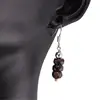 Set cercei cu agatatoare si pandantiv Obsidian mahon discuri fatetate, 6-7mm, imagine 2