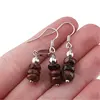 Set cercei cu agatatoare si pandantiv Obsidian mahon discuri fatetate, 6-7mm, imagine 4