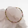 Bratara Turmalina multicolora sfere fatetate 3mm si sfera din inox auriu 6mm, imagine 2