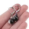 Cercei cu agatatoare Agat negru cu alb, sfere fatetate 10mm si 4mm, imagine 3