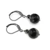 Cercei cu agatatoare Agat negru cu alb, sfere fatetate 10mm si 4mm
