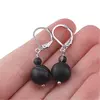 Cercei cu agatatoare Agat negru dantelat mat, sfere 10mm si 4mm, imagine 3