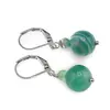 Cercei cu agatatoare Agat verde dantelat, sfere 10mm si 4mm