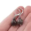 Cercei cu agatatoare Obsidian fulg de nea maroniu, sfere 10mm si 4mm, imagine 3