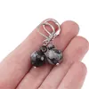 Cercei cu agatatoare Obsidian fulg de nea, sfere 10mm si 4mm, imagine 3
