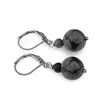 Cercei cu agatatoare Obsidian fulg de nea, sfere 10mm si 4mm