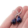Cercei cu agatatoare Ochi de tigru albastru, sfere 10mm si 4mm, imagine 3