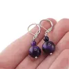 Cercei cu agatatoare Ochi de tigru mov, sfere 10mm si 4mm, imagine 3