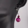 Cercei cu agatatoare Ochi de tigru roz, sfere 10mm si 4mm, imagine 2