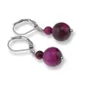 Cercei cu agatatoare Ochi de tigru roz, sfere 10mm si 4mm
