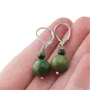 Cercei cu agatatoare Ochi de tigru verde, sfere 10mm si 4mm, imagine 3