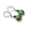 Cercei cu agatatoare Ochi de tigru verde, sfere 10mm si 4mm