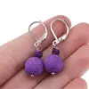 Cercei cu agatatoare Roca vulcanica mov, sfere 10mm si 4mm, imagine 3