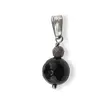Pandantiv Agat negru cu alb, sfere fatetate 10mm si 4mm, imagine 3