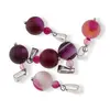 Pandantiv Agat roz dantelat mat, sfere 10mm si 4mm