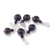 Pandantiv Ochi de tigru mov, sfere 10mm si 4mm