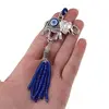 Breloc Amuleta Elefant cu ochi protector si ciucure albastru, 19cm, imagine 2