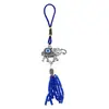 Breloc Amuleta Elefant cu ochi protector si ciucure albastru, 19cm