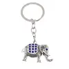 Breloc Elefant argintiu cu cristale albastre, 8cm