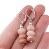 Cercei cu agatatoare Opal roz discuri fatetate, 9-10mm, imagine 3