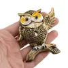 Magnet bufnita aurie cu aripa ridicata pe ramura, 7cm, imagine 3