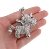 Breloc Alicorn si zirconii, argintiu - 10cm, imagine 2