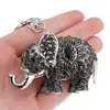 Breloc Elefant cu floare si zirconii, negru - 10cm, imagine 2