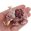 Breloc Elefant cu floare si zirconii, roz - 10cm, imagine 2