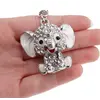 Breloc Elefant vesel si zirconii, argintiu - 10cm, imagine 2