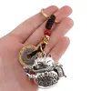 Breloc Feng Shui Amuleta cu nod mistic si pisica cu ciocanul dorintelor argintiu, 10,5cm, imagine 2