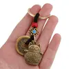 Breloc Feng Shui Amuleta cu nod mistic si pisica cu monede chinezesti, 6cm, imagine 2