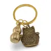 Breloc Feng Shui Amuleta cu pisica si Wu Lou, 6cm