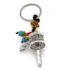 Breloc Feng Shui Amuleta cu nod mistic si roata de rugaciune tibetana, 10cm