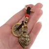 Breloc Feng Shui Amuleta cu nod mistic si Zeul Protector cu monede chinezesti, 10cm, imagine 2