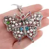 Breloc Fluture cu zirconii si perle, multicolor - 10cm, imagine 2