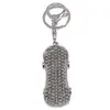 Breloc Skateboard si zirconii, argintiu - 13cm