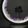Lampa rotunda decorativa cu cristale naturale Ametist, USB, imagine 5