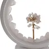 Lampa rotunda decorativa cu cristale naturale Cuart roz, USB, imagine 2