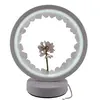 Lampa rotunda decorativa cu cristale naturale Cuart roz, USB, imagine 3