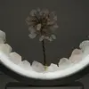 Lampa rotunda decorativa cu cristale naturale Cuart roz, USB, imagine 5