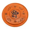 Suport lemn ardere betisoare parfumate rotund cu floare, portocaliu - 13cm