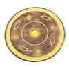 Suport lemn ardere betisoare si conuri parfumate rotund cu floare, galben - 13cm