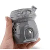 Vas aromaterapie din ceramica cu model casuta, gri - 9cm, imagine 3
