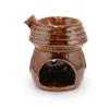 Vas aromaterapie din ceramica cu model casuta, maro - 9cm, imagine 2