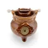 Vas aromaterapie din ceramica cu model ceaun, maro deschis - 9cm